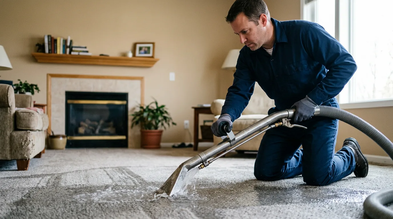 Water damage restoration technician working near Wisconsin Dells, WI